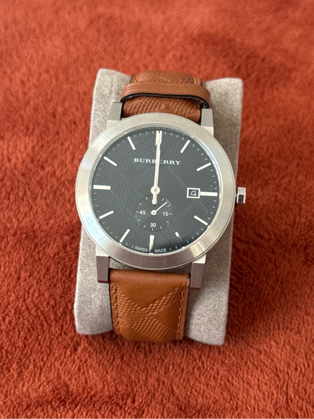Burberry The City BU9905 Swiss Made Black Dial Brown Leather Watch